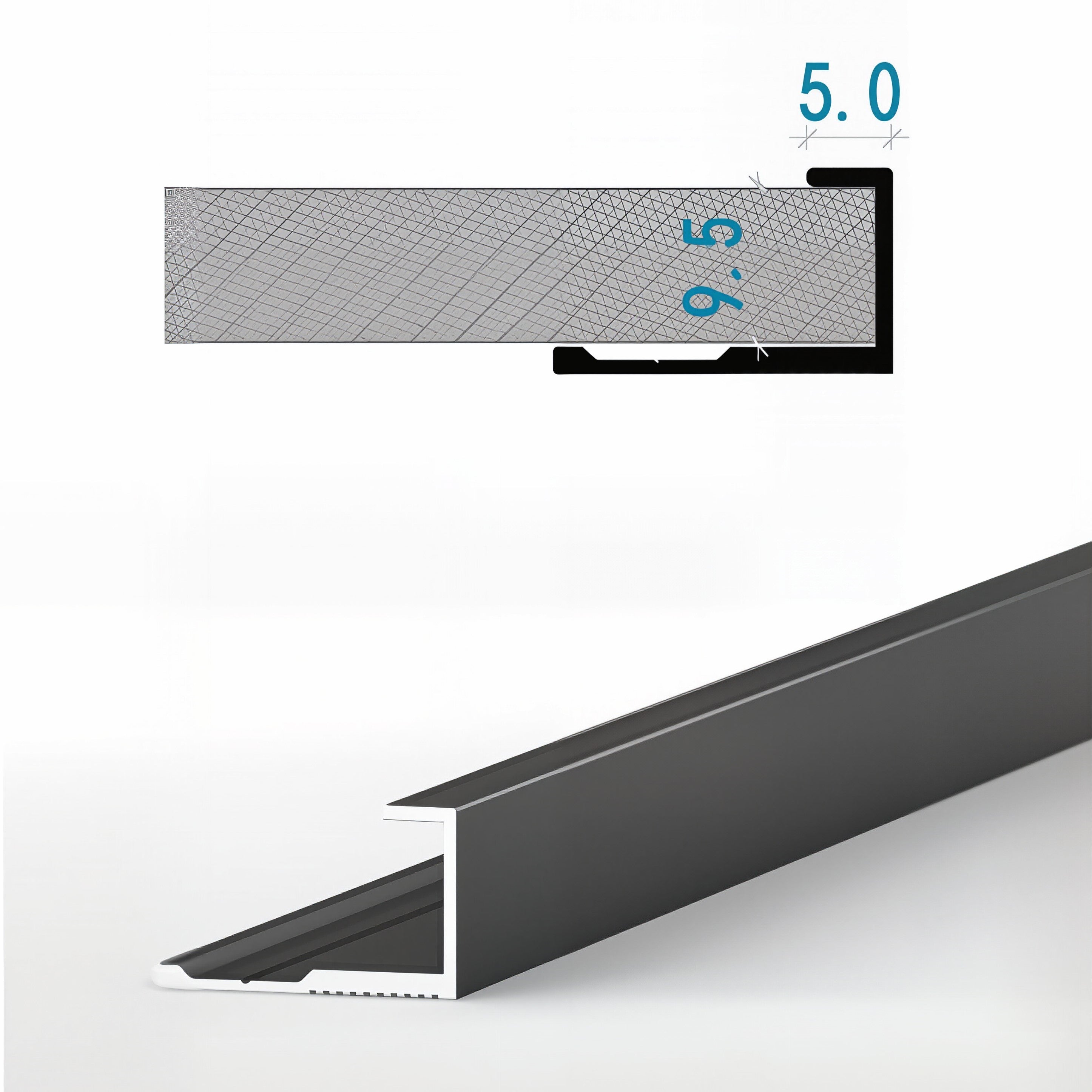 牆板收口條 7字型 鋁合金線條 Aluminum Alloy Decorative Trim for WPC Wall Panel Finishing