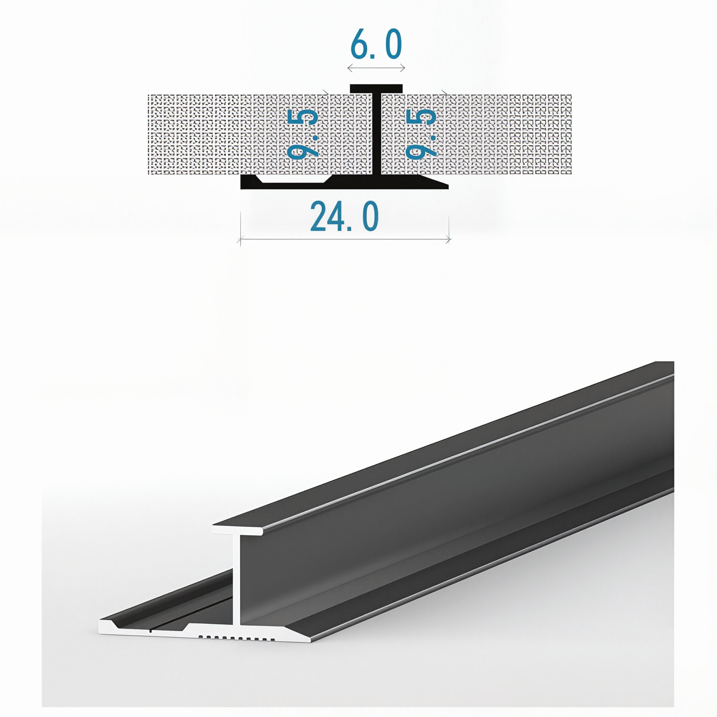 牆板收口條 工字型 鋁合金線條 Aluminum Alloy Decorative Trim for WPC Wall Panel Finishing