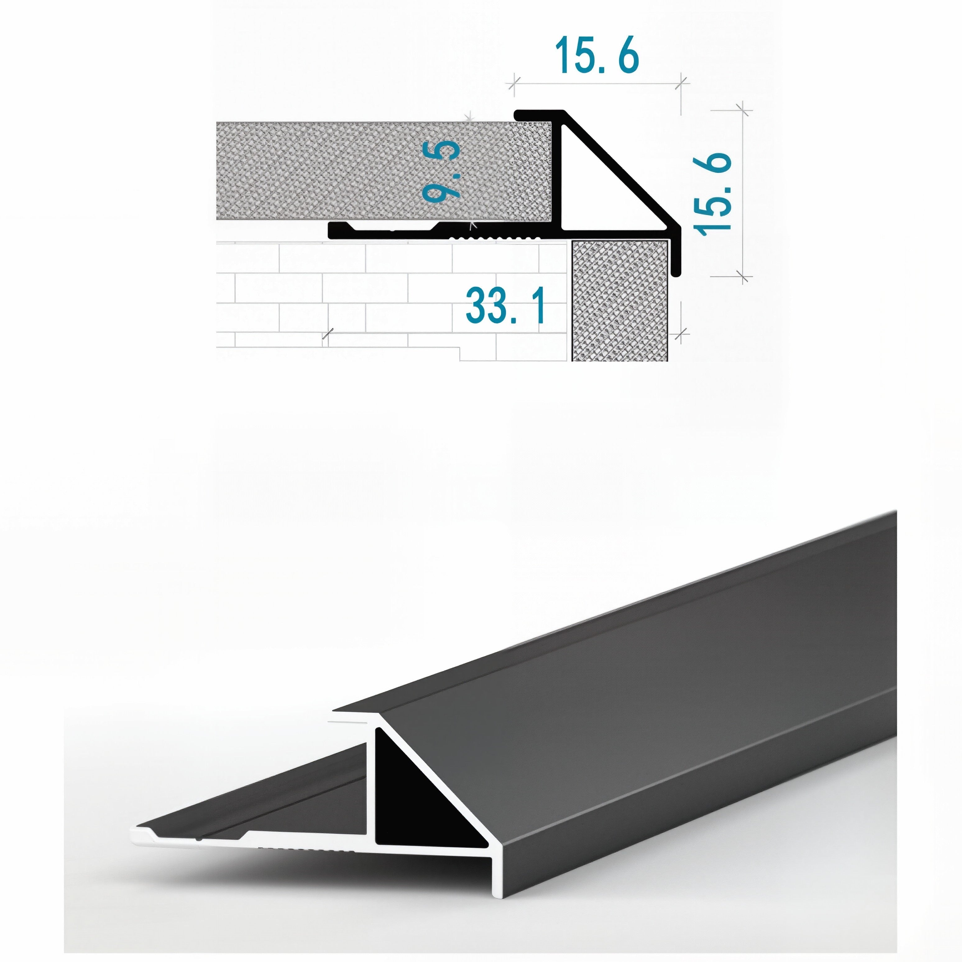 牆板收口條 斜面陽角 鋁合金線條 Aluminum Alloy Decorative Trim for WPC Wall Panel Finishing